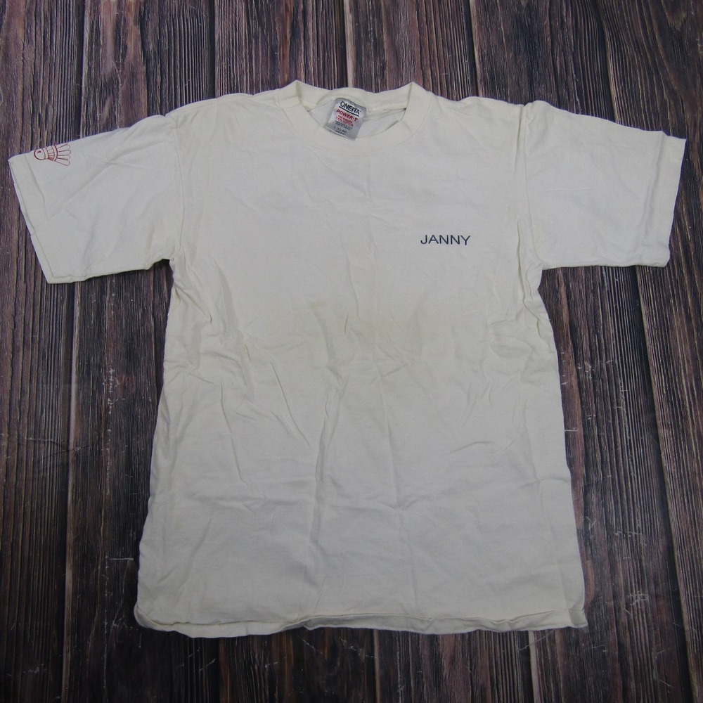 Vintage Oneita McClintock Chargers Badminton Shirt Mens Large White Jamaica